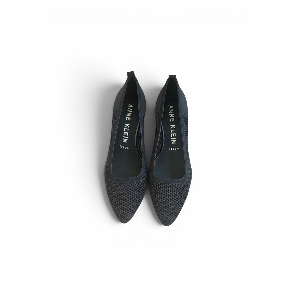 Anne Klein Akreva Black Mesh iflex Kitten Heel Pointed Toe Pumps Mens 9.5M